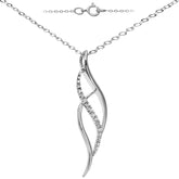 0.1ct Round Diamond Swirl Pendant in UK Hallmarked 9ct White Gold